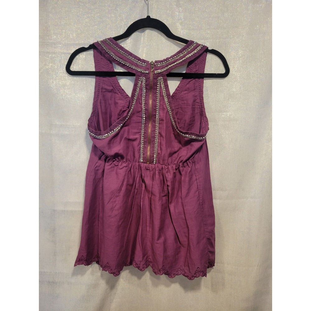 Matty M Women XS Purple Halter Beaded VNeck Racerback Blouse Dark Fairy Edgy Top - Picture 2 of 8